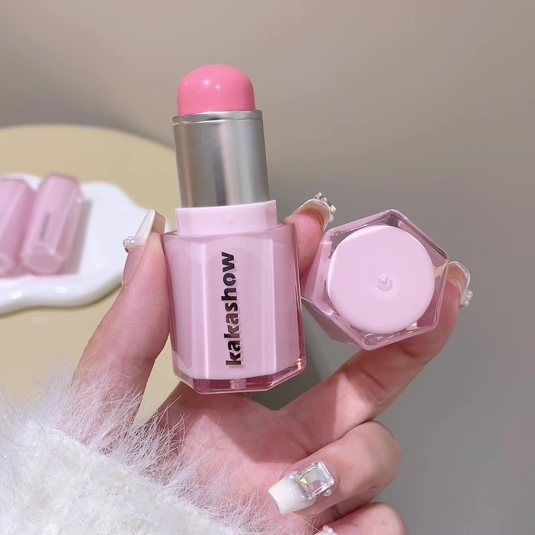 kakashow Tipsy Water Glow Blush Stick, Blendable Seamless Finish, Natural Korean-Style Youthful Look, Hydrating Clear Blush Stick