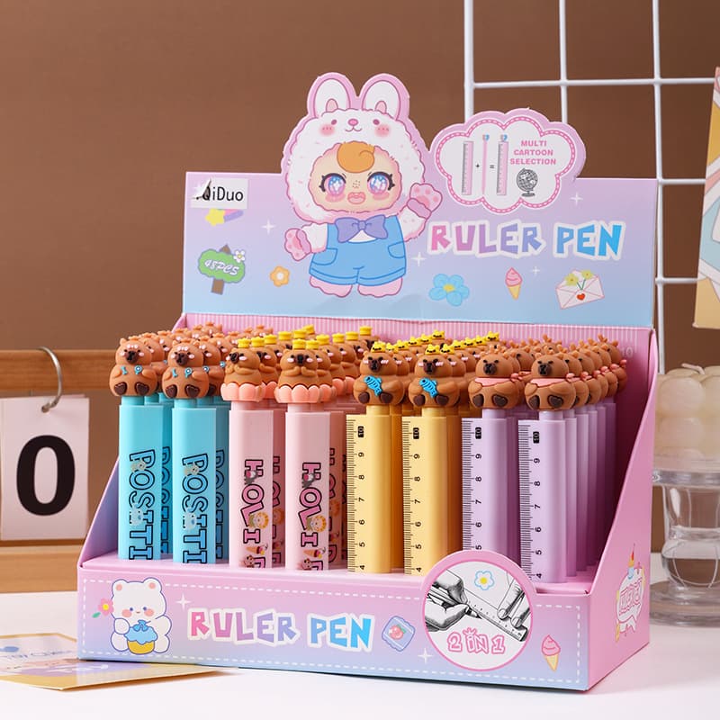 Capybara Ruler Gel Pen Soft Rubber Cartoon Series Black Sign Pen Creative Gift Pen Student Prize Pen