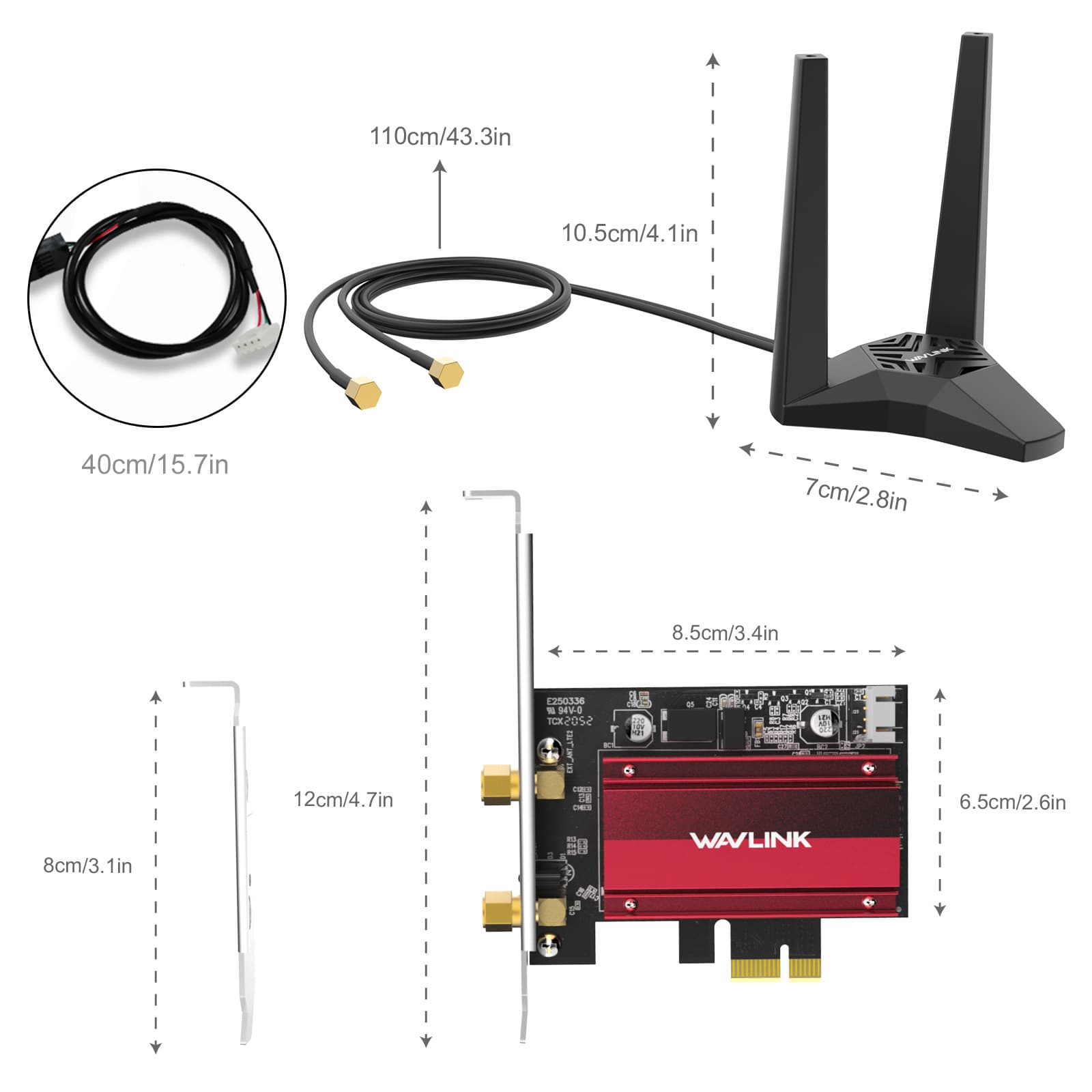 Wavlink 5400Mbps WiFi 6E PCIe Wireless WiFi Adapter for Bluetooth 5.3 Network Card