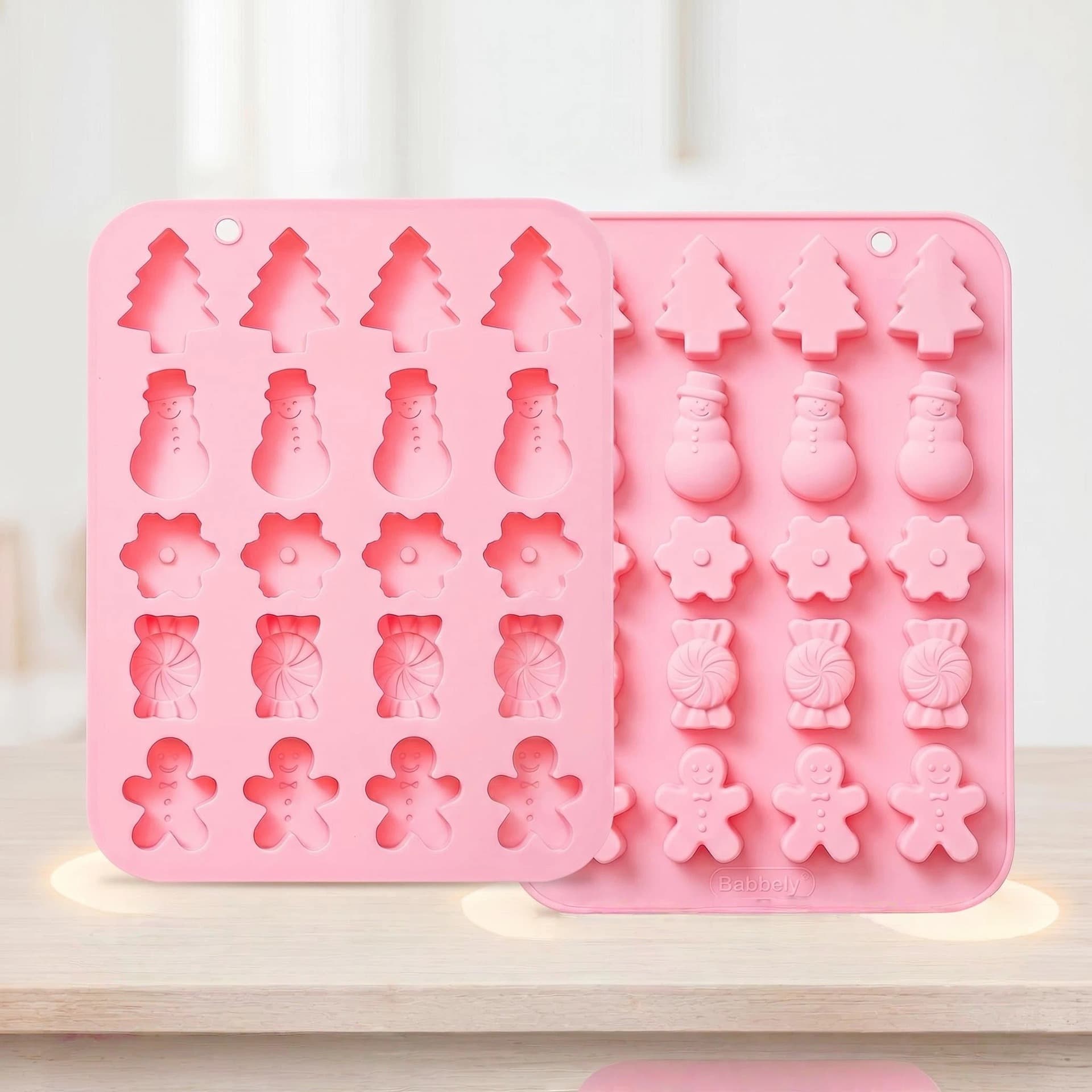 In Stock 20-Cavity Christmas Theme Baking Tool Holiday Cake Mold Chocolate Ice Cube Silicone Mold