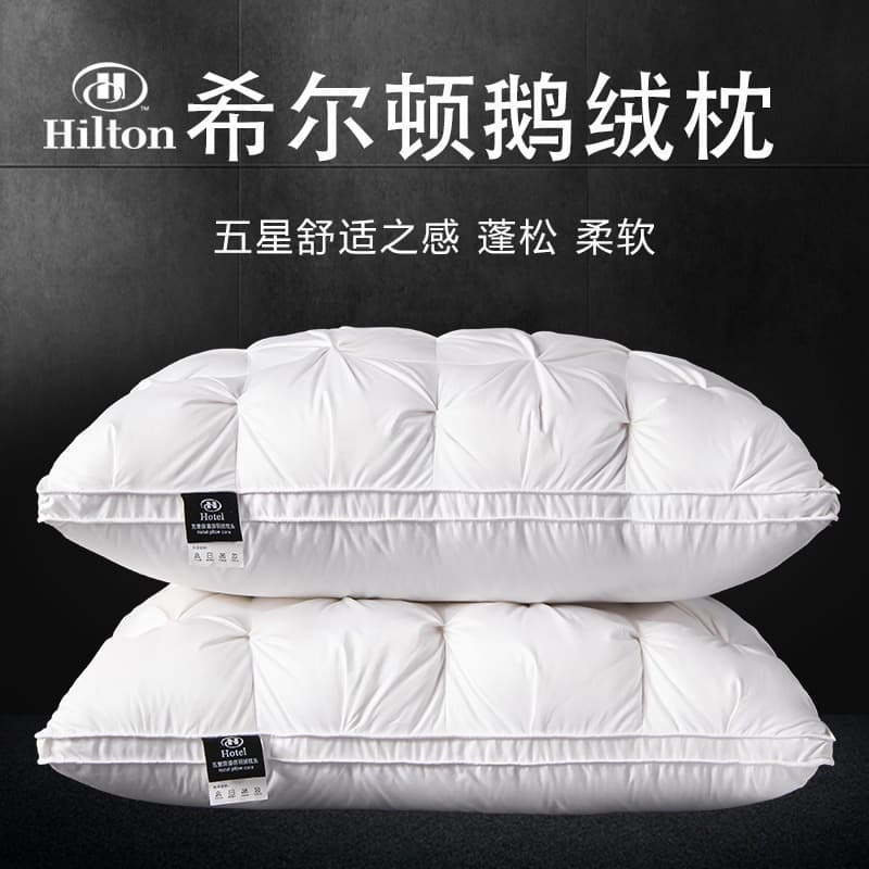 Five-Star Hotel Down Pillow, Cotton Student Dormitory Home Use Pair Pack Cervical Support White Goose Down Pillow Core Wholesale