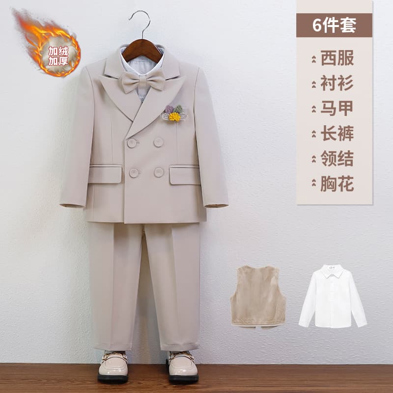 Boys' Formal Suit Spring Summer New Vest Set Children's Suit British Wedding Flower Boy Host Runway Performance Suit