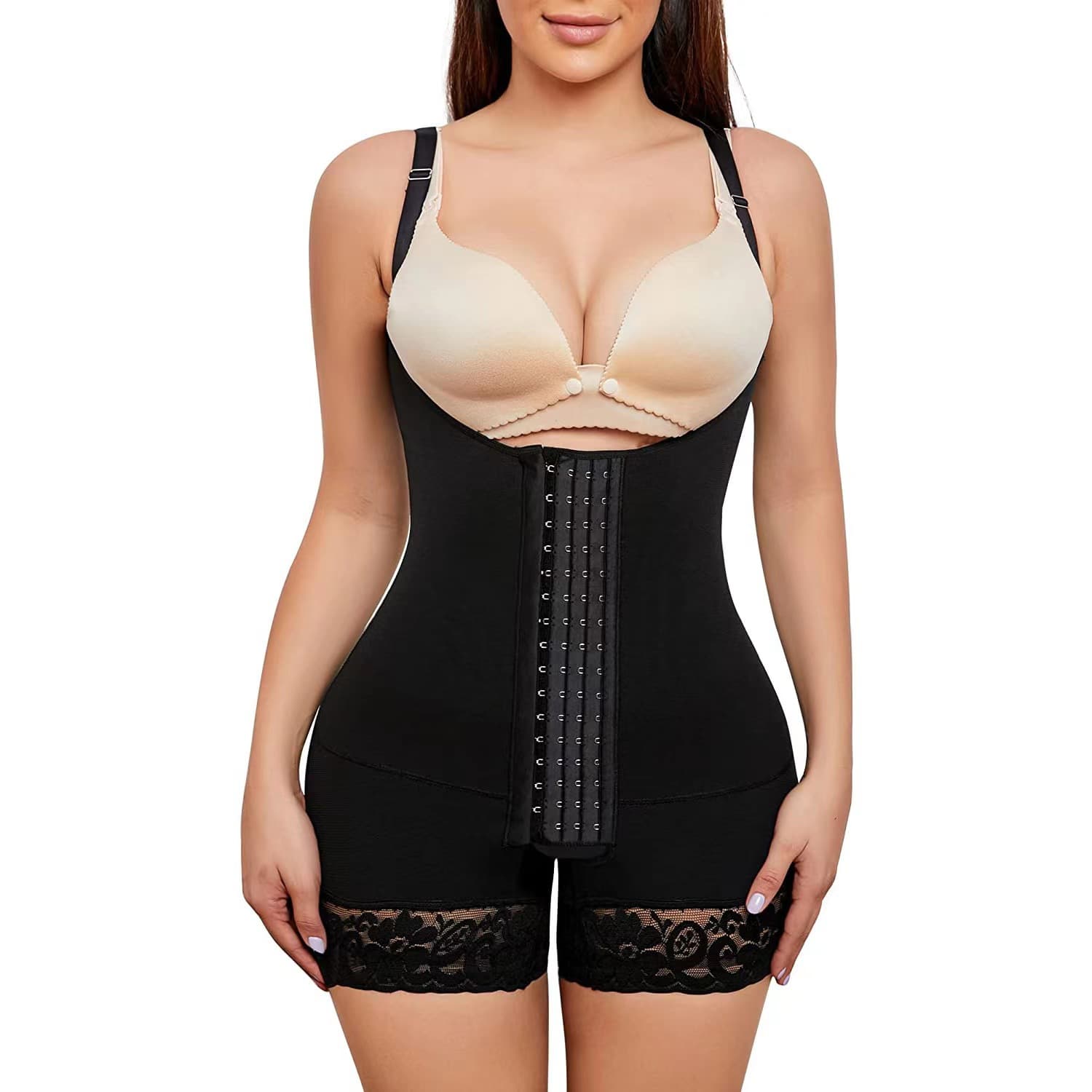 Cross-border European and American 4-Row Hook Bodysuit, Short Style Postpartum Waist Trainer, Body Shaper, Shaping Pants Underwear