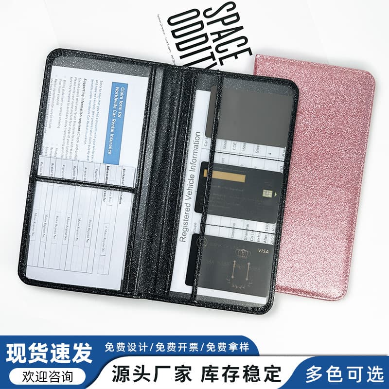 Long US Driver's License Customizable PU Leather Car Registration Document Holder Insurance File Protector