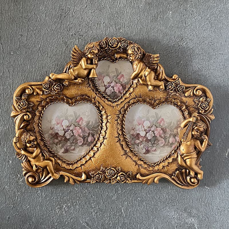 European retro carved gold heart resin photo frame wall hanging entryway photo wall creative picture frame American pastoral