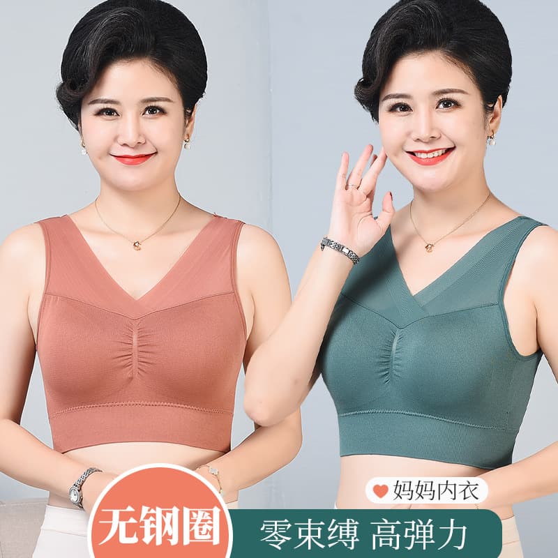 Women's Thin Summer Bra, Backless Design, Wire-Free, Large Size, Push-up for Middle-aged and Elderly