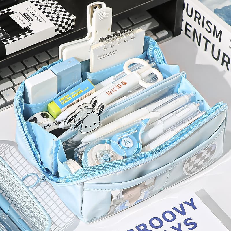 10-Layer Prism Transparent Pencil Case, Ins Japanese Style, Large Capacity, Simple and Stylish Pencil Box for Middle School Boys and Girls