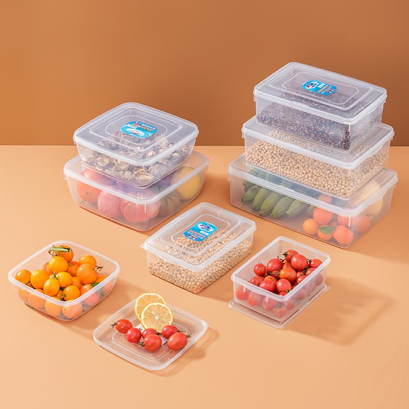 Transparent plastic crisper wholesale rectangular refrigerator storage box freezer box large food packaging box with lid