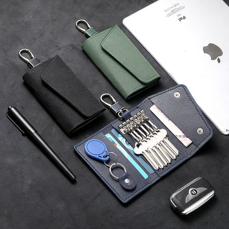 New Men's Suede Key Case Protective Cover, Trendy Storage Card Holder 2-in-1 Multi-Functional Key Pouch for Home