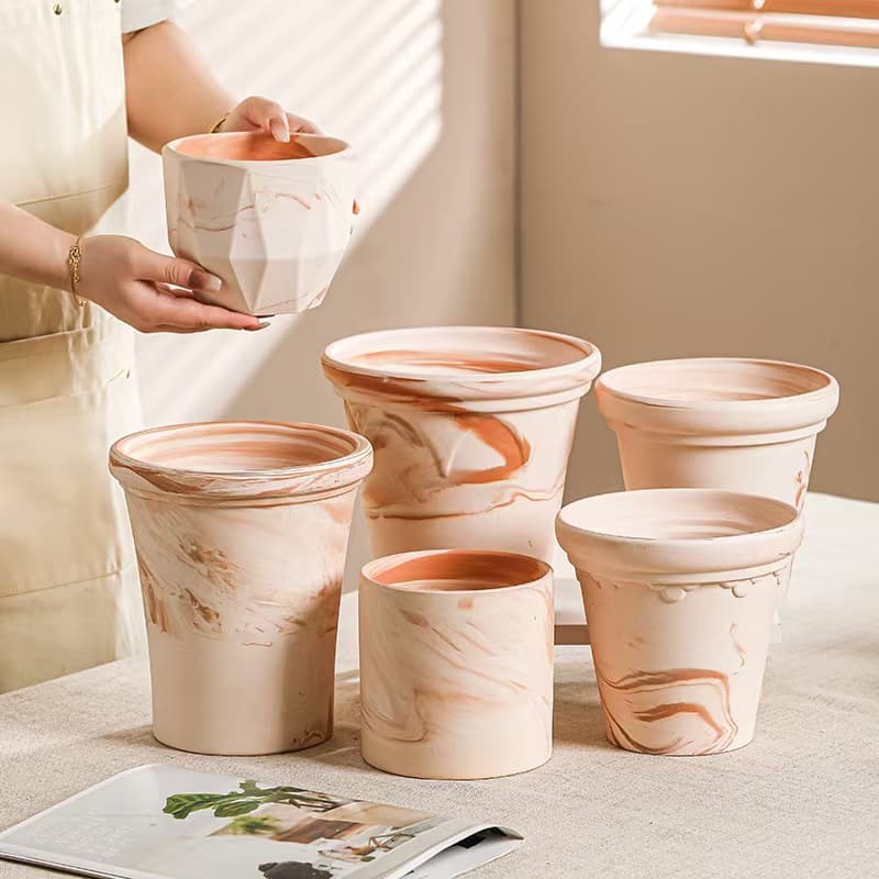 Red Clay Flower Pot Macchiato Terracotta Planter Gradient Red Clay Di Roma Breathable Unglazed Large Diameter Simple Flower Pot