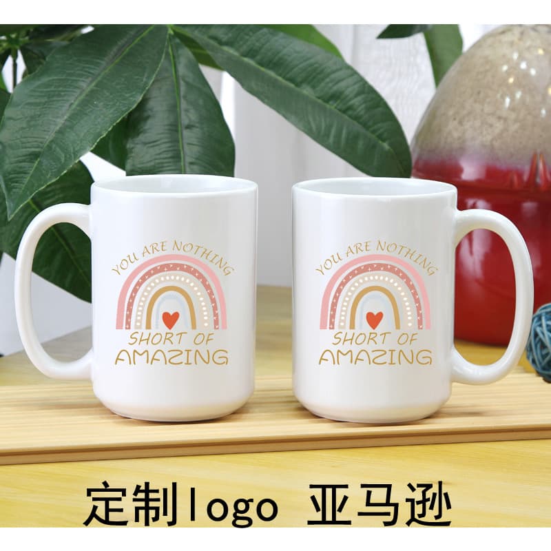 Cross-border 15OZ White Mug 450ml Large Mug Custom Logo Printing Advertising Cup Event Promotional Gift