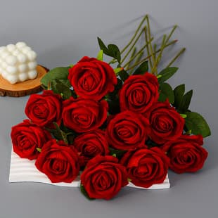 Simulation Velvet Rose Pearl Rose Home Hotel Wedding Valentine's Day Rose Wall Decoration Silk Flower Fake Flowers