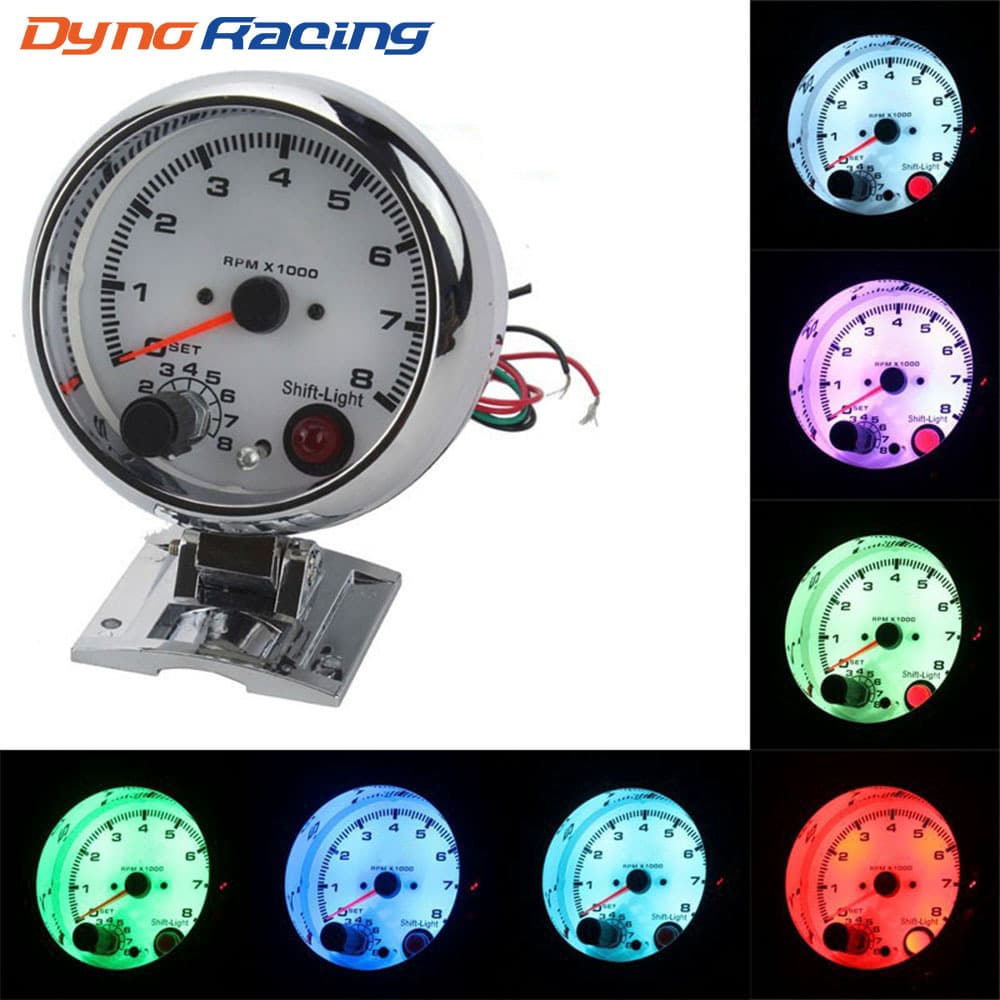 Car Modification Pointer Tachometer 7 Background Lights 0~8000RPM Suitable for 4/6/8 Cylinder Engines