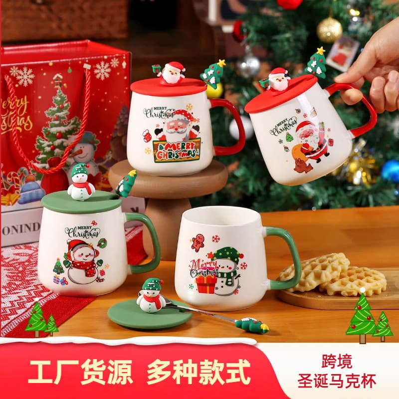 Cartoon creative Christmas gift cross-border Santa Claus cup souvenir holiday gift Christmas ceramic mug
