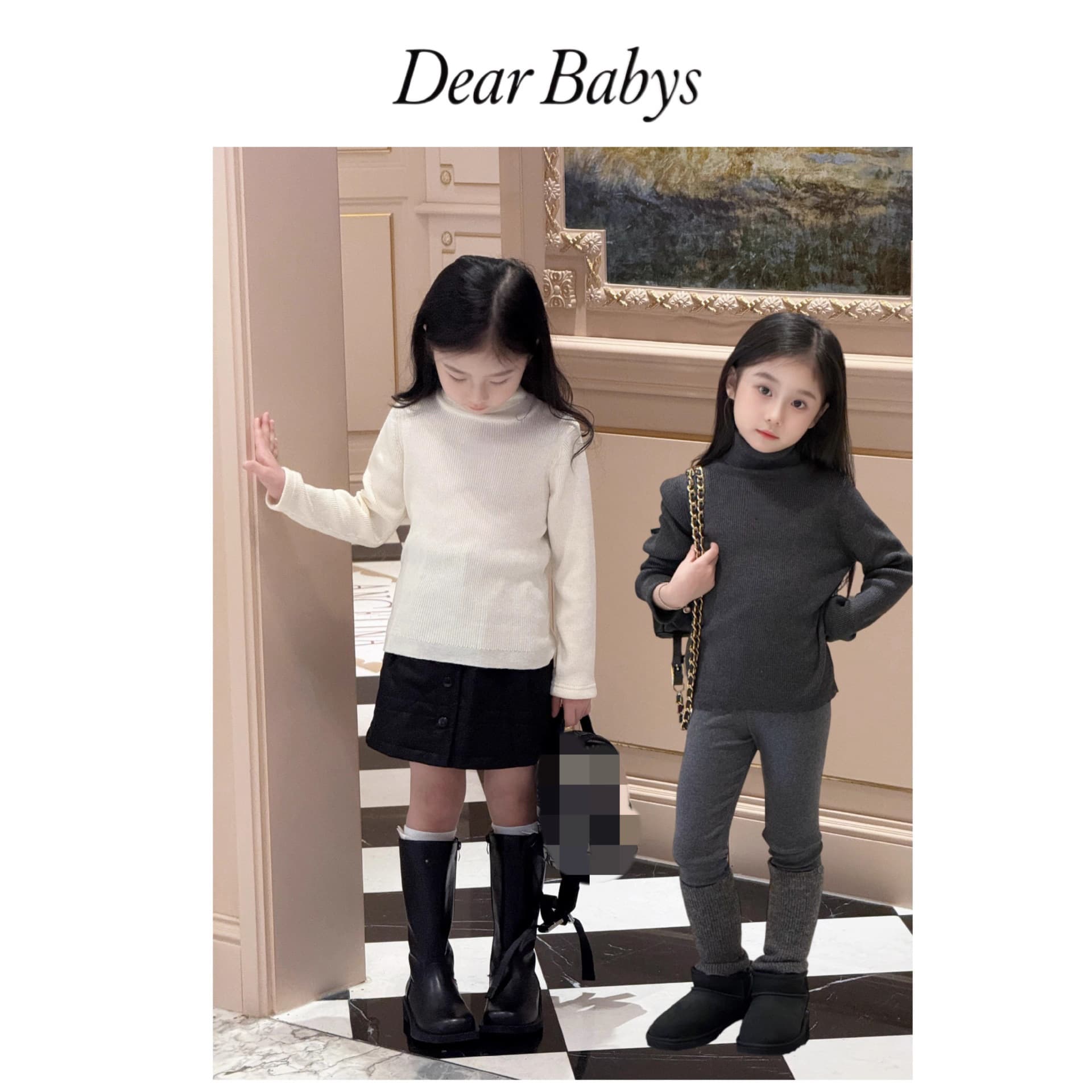 DEAR BABYS 2025 Girls' Autumn/Winter Luxury Style [High Neck Embroidered Wool Blend Base Layer]