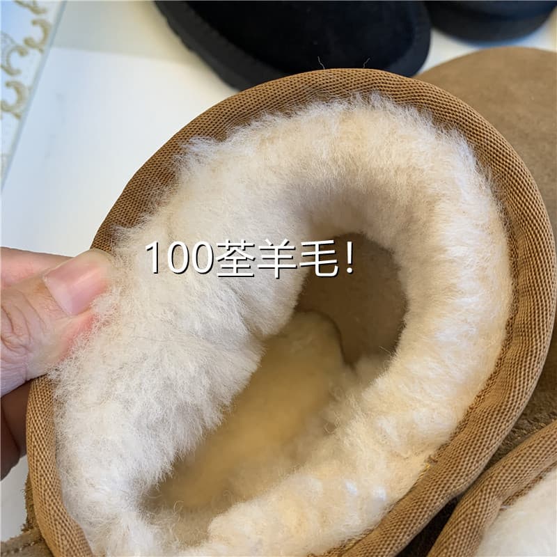 Genuine Leather and Wool Integrated 100% Wool Extra Warm Cotton Shoes Snow Boots Women 2024 Winter New F100929