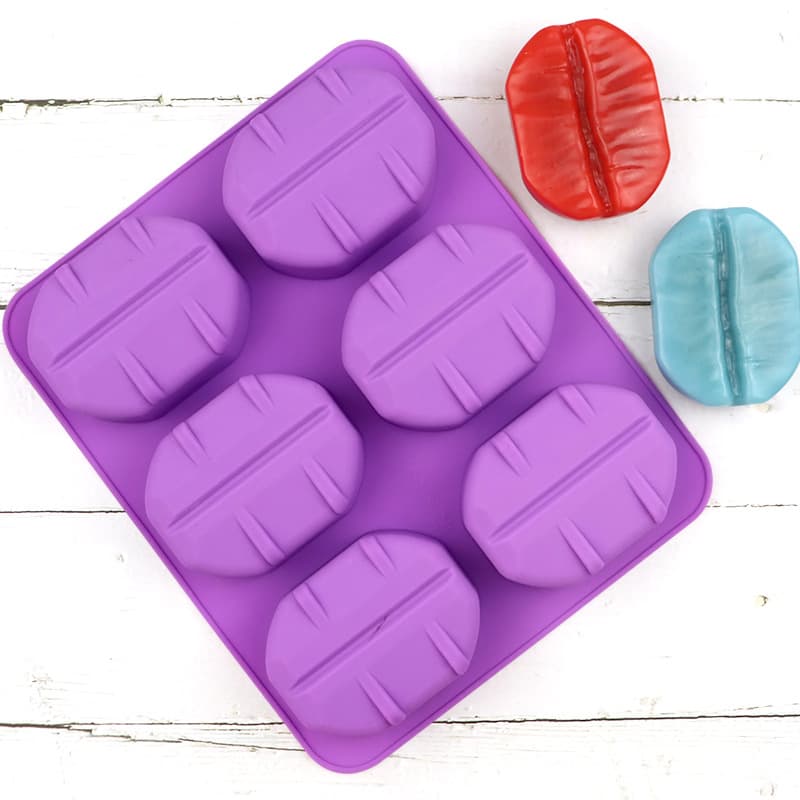Dubi 6-Cavity Coffee Bean Silicone Cake Mold DIY Pudding Chocolate Dessert Mold Cold Process Soap Mold