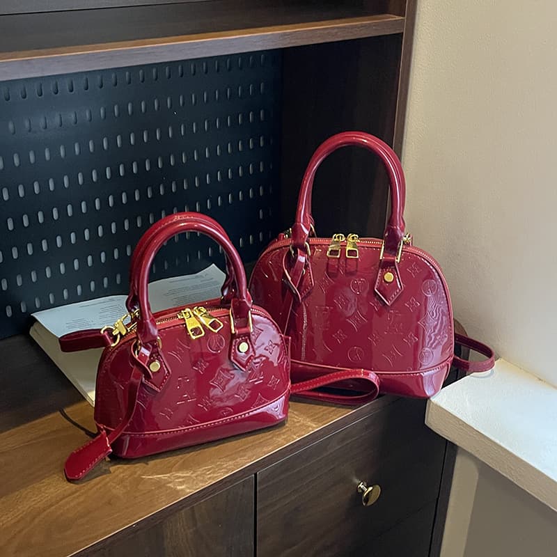 Women's handbag cross-border bag women's 2026 new European and American fashion glossy embossed hand-held shell bag