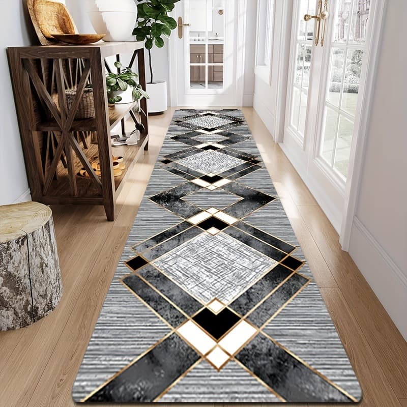 Cross-border hot-selling crystal velvet long hallway rug, living room dirt-resistant easy-to-clean carpet, dining room long rug, drop shipping