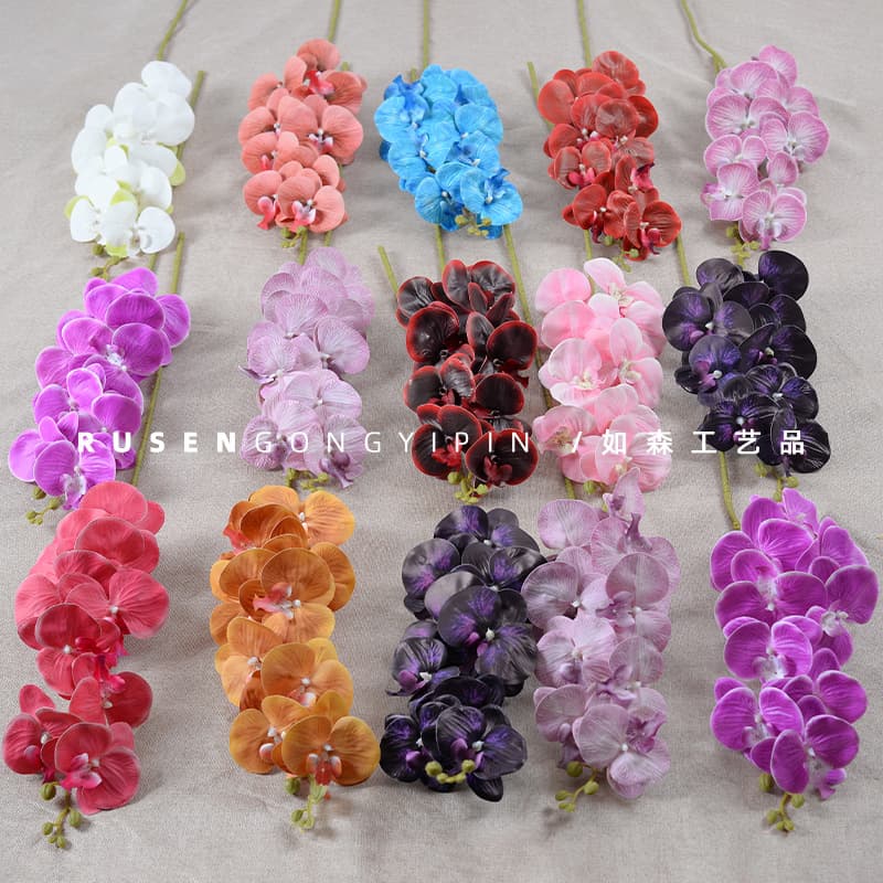 Artificial Flowers Film Butterfly Orchid 3D Touch Wedding High-End Home Soft Decoration Flower Arrangement Fake Flowers