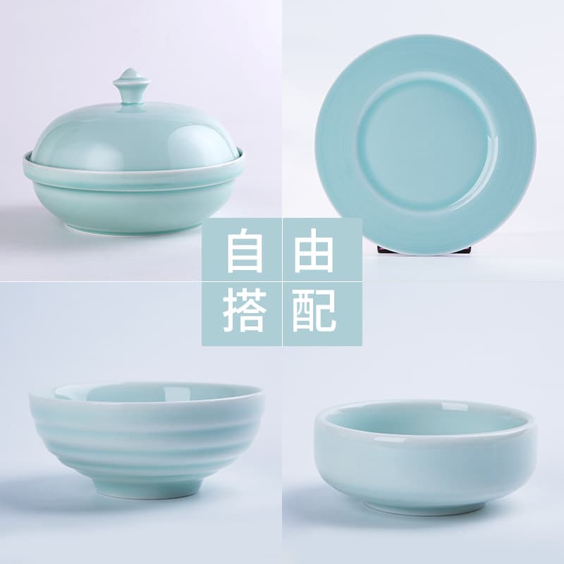 Jingdezhen tableware underglaze color ceramic bowls and plates wholesale celadon white porcelain bone china ceramic dishes dishes plates set