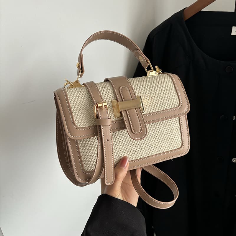 High-end textured contrasting color small bag for women 2025 new spring and summer versatile crossbody bag fashionable handheld small square bag