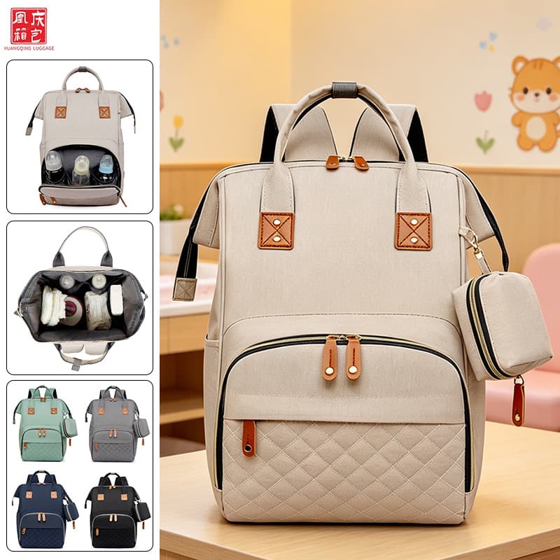 New Large Capacity Mommy Bag Multifunctional Portable Maternity Backpack with Multiple Compartments Cross-Border