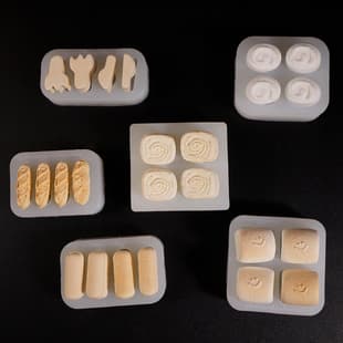 Mini Food Play Bread Squishy Mold, Baguette Swiss Roll Cheese Stick Butter Bread Plaster Candle Silicone Mold
