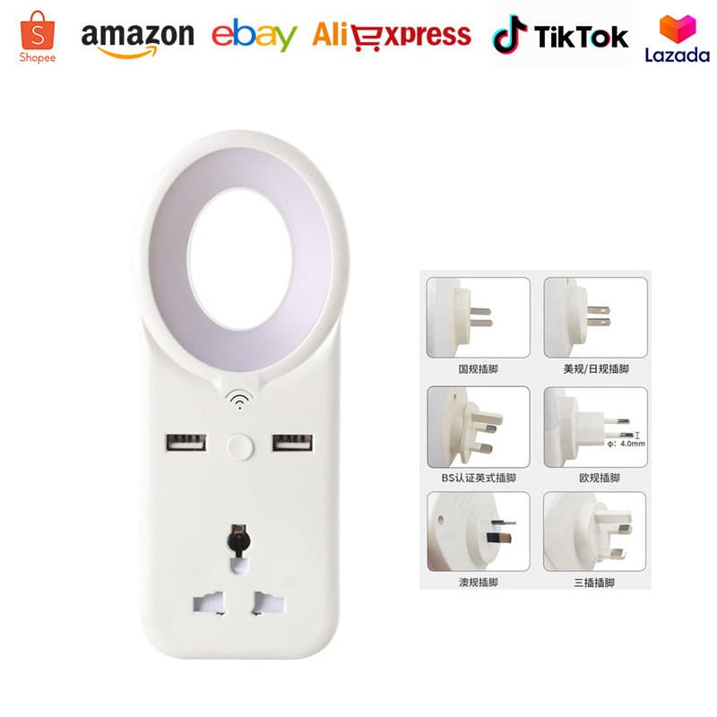 Cross-border New Remote Control LED Night Light for Bedroom with EU/US/JP Plugs and USB, Bedside Lamp