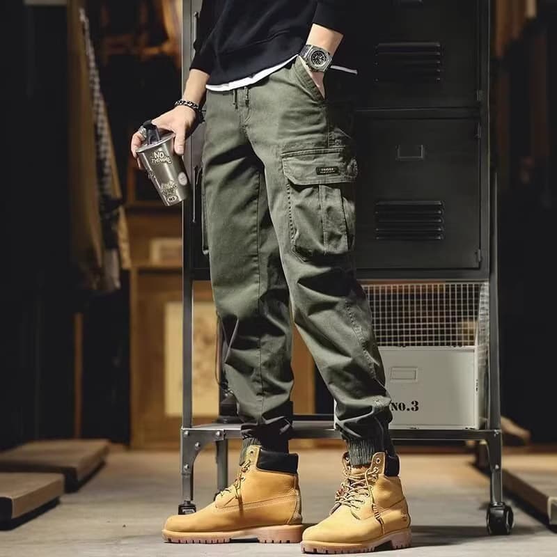 American Retro Workwear Pants for Men 2025 New Style Large Pocket Zipper Cuff Outdoor Tactical Casual Pants