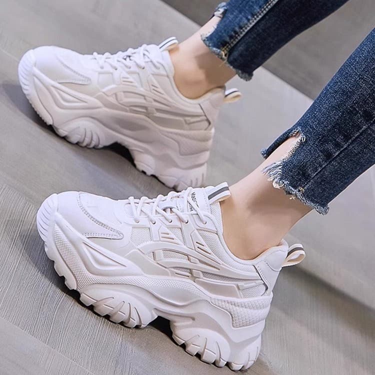 Trendy Dad Sneakers for Women 2026 Spring/Summer New Thick Sole Heightening Versatile Black Chunky Platform Sports Shoes