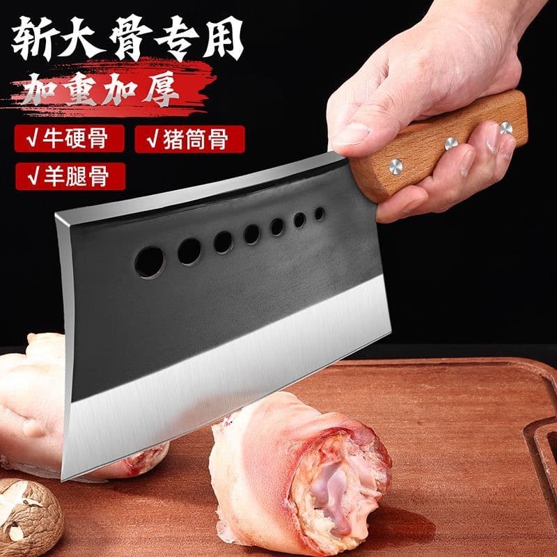 Stainless Steel Kitchen Knife Seven Star Bone Chopping Knife Butcher Specialized Bone Chopping Knife Hand Forged Thickened Manganese Steel Bone Cleaving for Large Bones