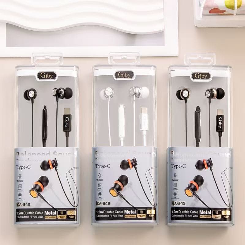 Kasjie CA-349 smart compatible TYPE-C jack in-ear tuning wired mobile phone headset with microphone
