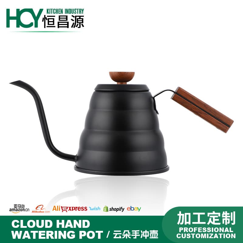 Stainless Steel Pour-Over Coffee Kettle Cloud Handle Japanese Style Pour-Over Kettle Black Stainless Steel Drip Coffee Kettle