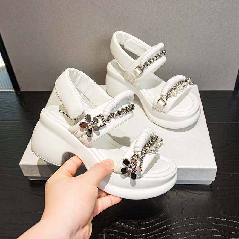 Thick-Soled Sandals for Women 2026 Summer New Style, Little Chanel Style, Internet Celebrity Block Heel Heightening Fashion Versatile Women's Sandals