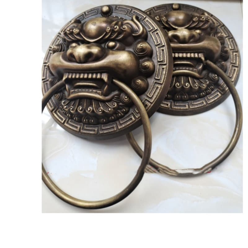 Antique Door Ring Decorations, Old-style Door Home Lion Head Door Pulls, Large Handles for Double Doors, Bronze Beast Head Handles