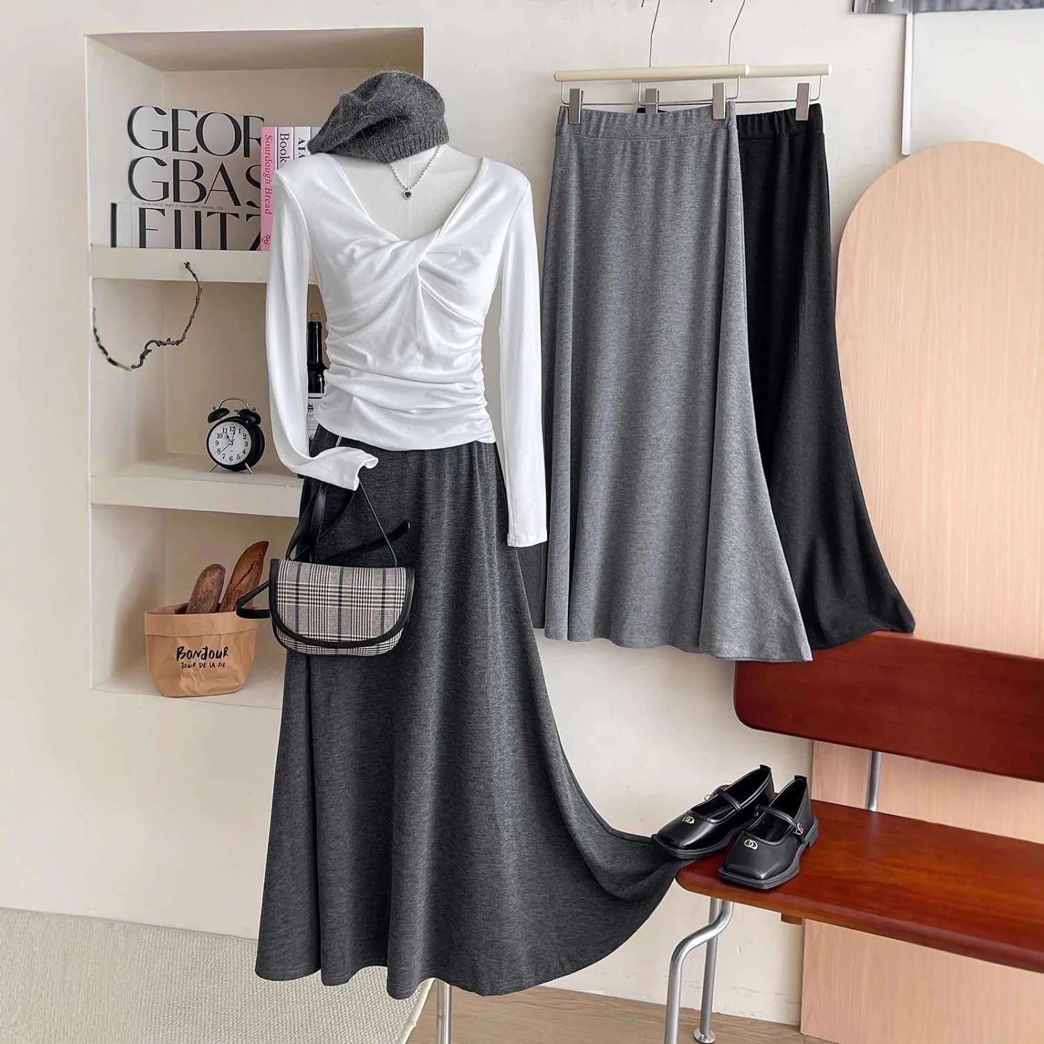 Mid-Length Skirt for Women Fall Winter 2025 New Snow Fleece High Waist Slimming A-Line Skirt Bodycon Skirt Cross-Border Wholesale