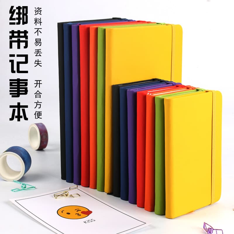 Business A5/A6 PU Leather Notebook with Elastic Band, Multicolor Available, Handwritten Notes, Customizable Logo Printing
