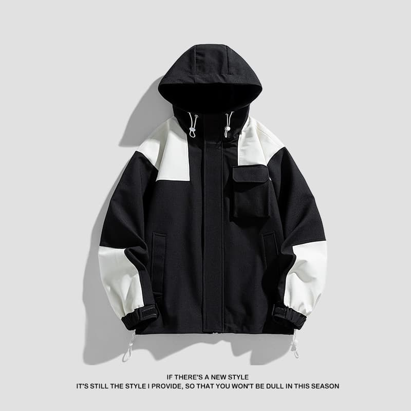 Fall Trendy Loose Casual Jacket for Men Waterproof Top Spring Autumn Style Men's Outerwear Hooded Non-Detachable