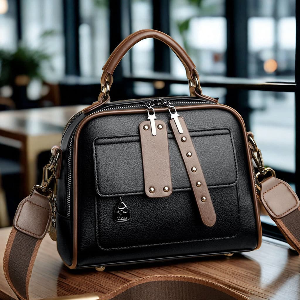 New Contrasting Color Fashion Bag for Women, Large Capacity, High-End Women's Portable Shoulder Bag, Niche Design Small Square Bag