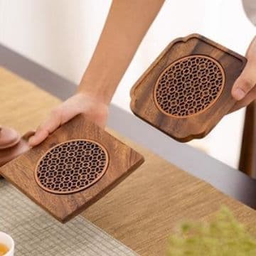 Walnut wood tea mat, teapot mat, small water storage cup mat, teapot support, high-end purple clay teapot lidded bowl mat
