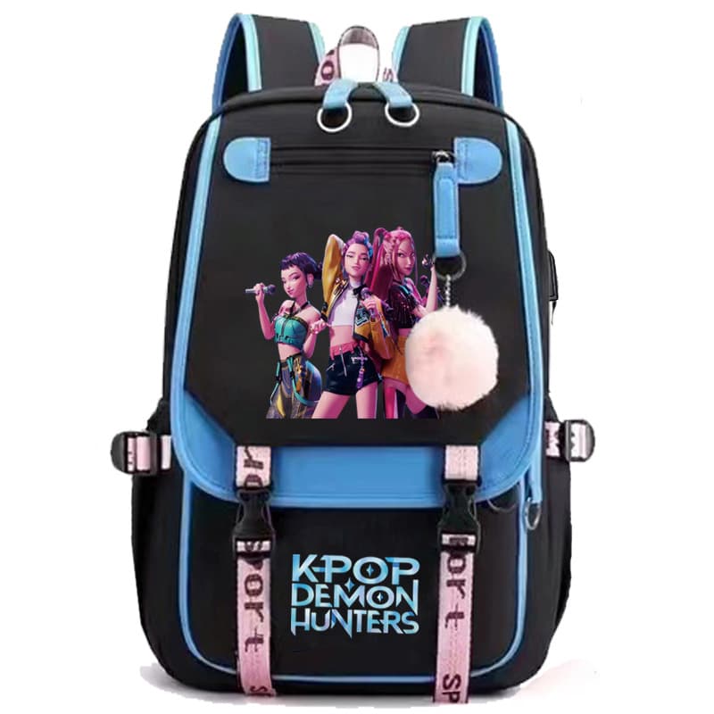 Backpack, school bag, men's and women's backpack, large capacity backpack, USB charging pom pom bag, casual bag, sports bag, cross-border