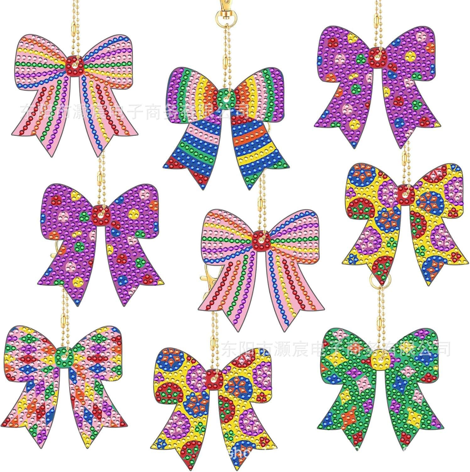 12 Pcs Christmas Diamond Painting Keychain Kit with Tools Christmas Ball Diamond Art Hanging Ornament DIY Christmas Ice