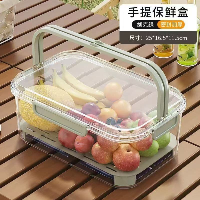 Food-Grade Portable Plastic Storage Box for Outdoor Picnics, Large Rectangular Refrigerator Storage Sealed Box for Refrigeration