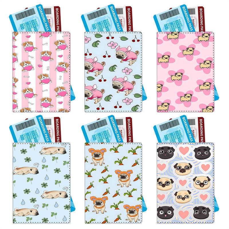 Anime Cute Bear Dog Passport Holder Travel Passport Cover PU Document Protector Wholesale Custom Printing Yiwu