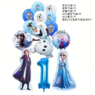 Cross-border Frozen Theme Girl Birthday Balloon Set Standing Anna Elsa Princess Olaf Decoration Balloons