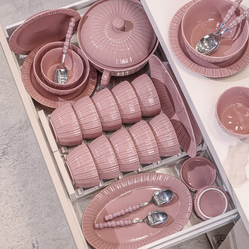 French dish set smoke purple ceramic tableware household high-value ceramic dishes bowls and chopsticks housewarming set gift