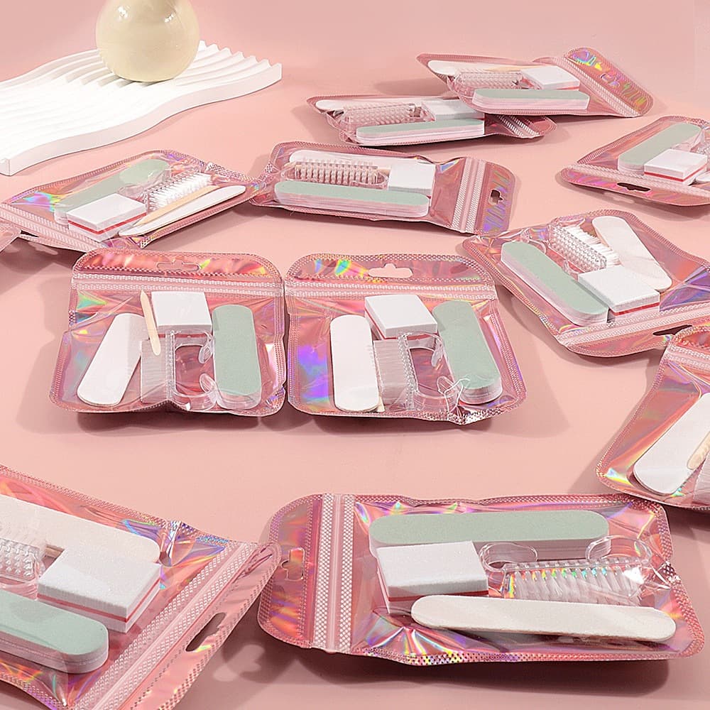 Wearable Tool Kit Nail File Mini Manicure Set Double-Sided Nail Shaper Buffer Horn Brush