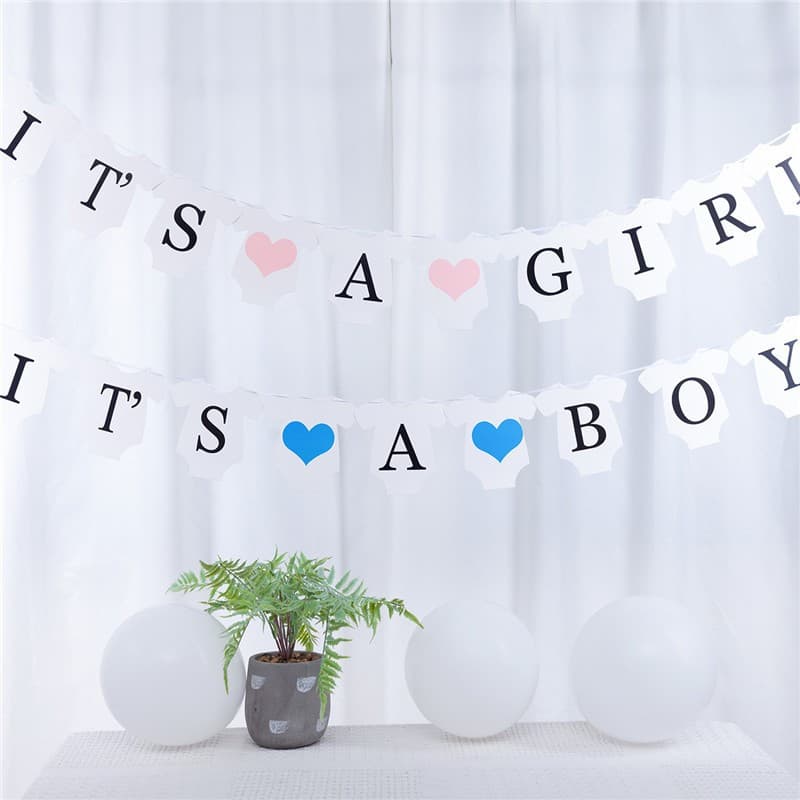 It's a Boy/Girl Paper Garland, Creative Clothes Birthday Letter Banner, One-Month Party Photo Prop