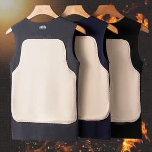 Autumn Winter Patch Seamless Thermal Vest Men's German Double-Sided Brushed Fleece Sleeveless Undershirt Top Drop Shipping Wholesale